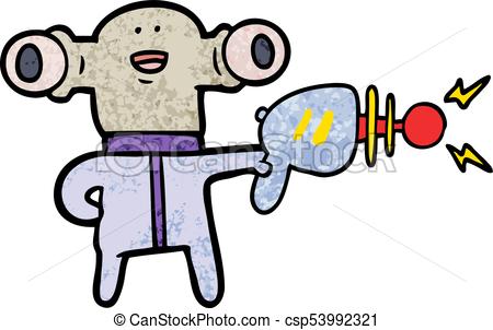 450x302 Friendly Cartoon Alien With Ray Gun Vector Illustration
