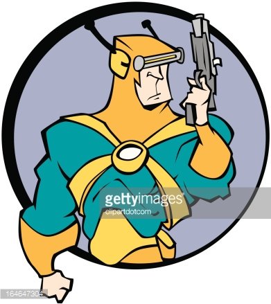 391x439 Man With Ray Gun Premium Clipart