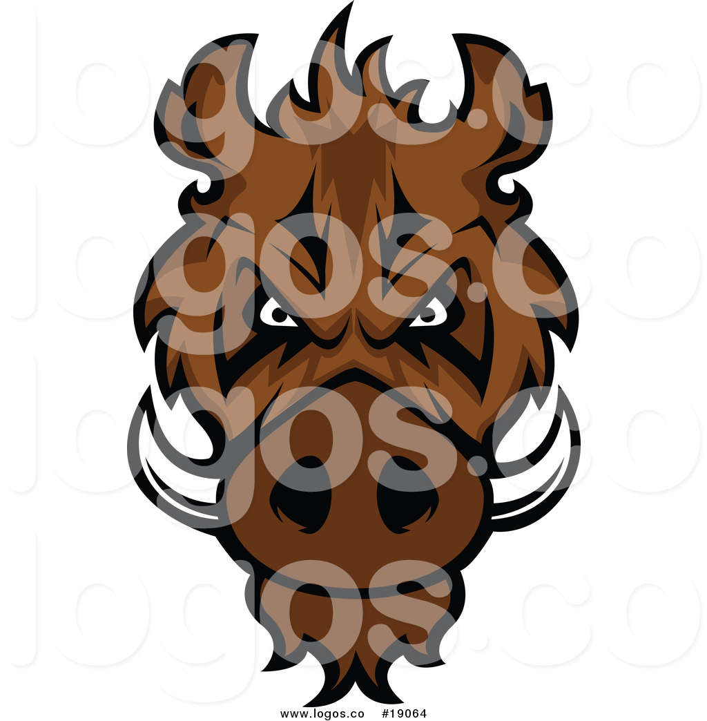 1024x1044 Royalty Free Vector Logo Of An Intimidating Razorback Boar Mascot
