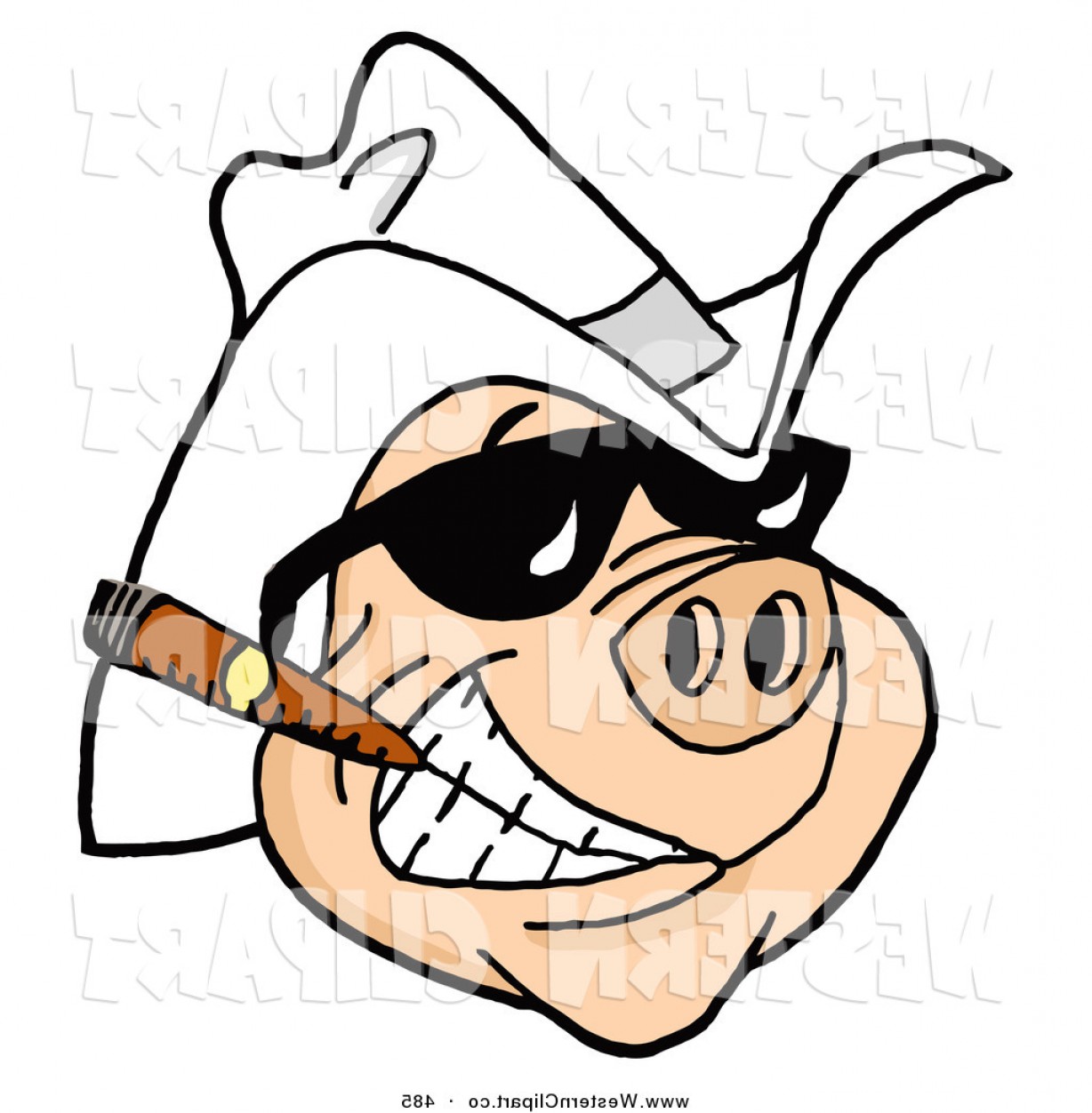 1228x1252 Vector Western Clip Art Of A Grinning Happy Pig Wearing Shades