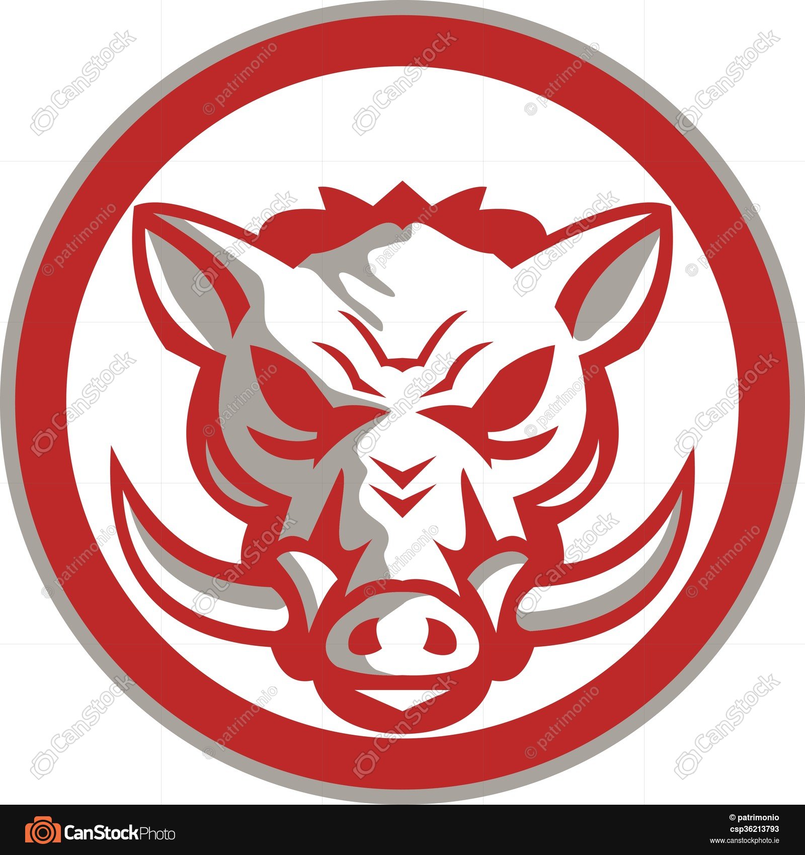 1600x1700 Wild Boar Razorback Head Angry Circle Retro. Illustration