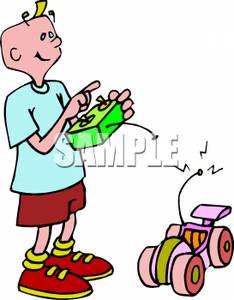 234x300 A Boy Playing With A Remote Control Car Clip Art Image