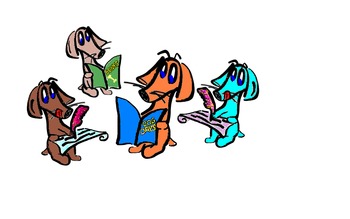 350x219 Clip Art Of Dogs (Dachshunds) Reading And Writing (Solid Colors)
