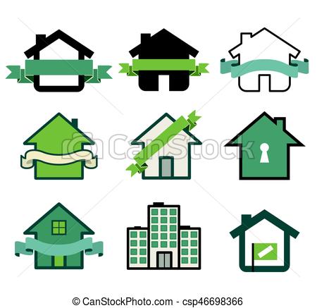 450x437 Real Estate Symbol House Logos Isolated On White Clip Art Vector