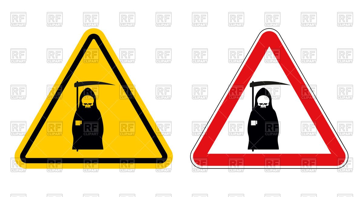 1200x650 Ttriangular Warning Sign With Death Or Grim Reaper On White