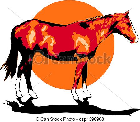 450x393 Horse Clip Art. Horse Standing In Front Of A Western Sunset Clip Art.