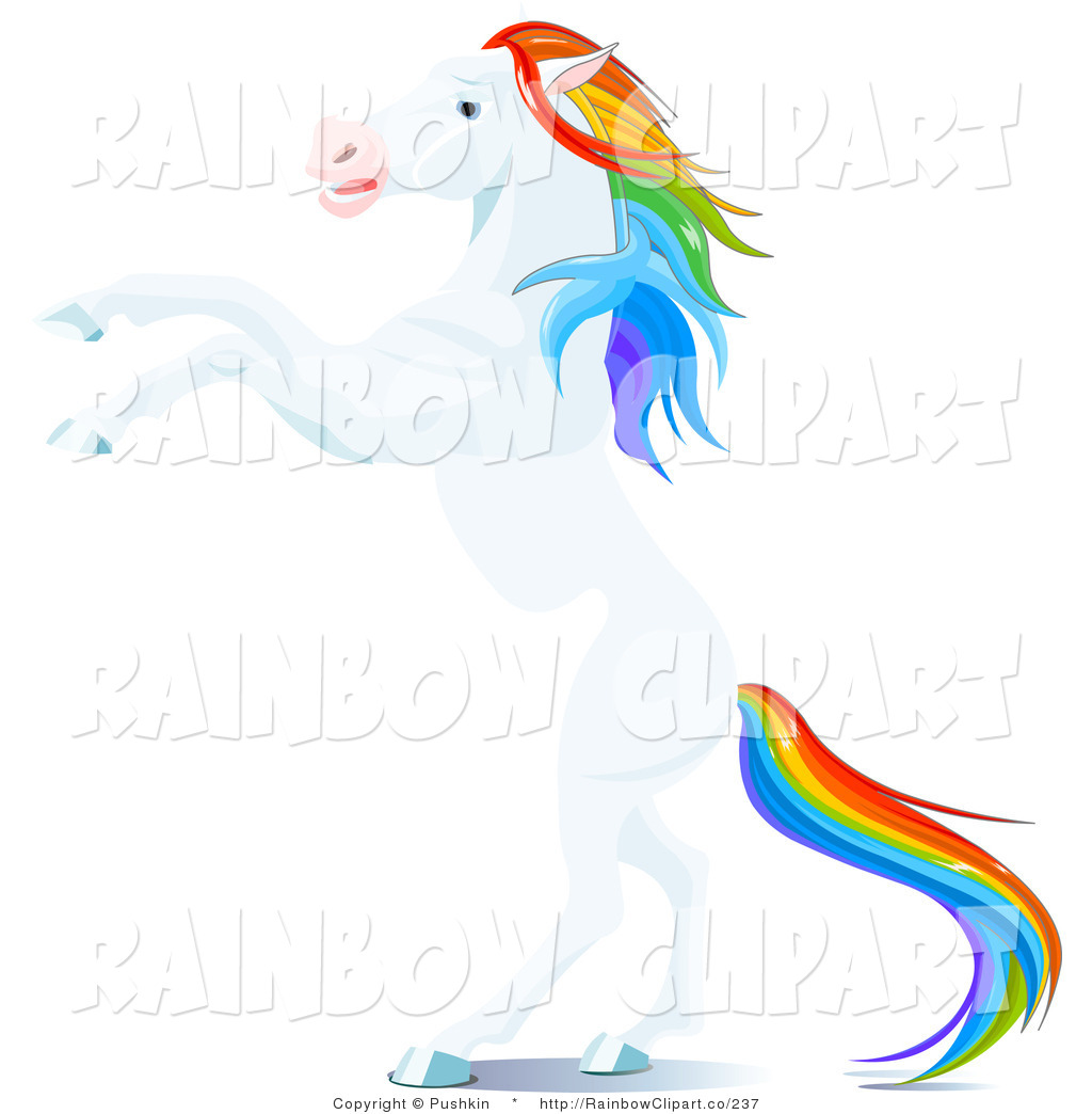 1024x1044 Vector Clip Art Of A White Horse With A Rainbow Colored Mane