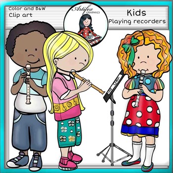 350x350 Kids Playing Recorders Clip Art Color And Bampw By Artifex Tpt