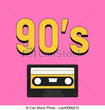 450x470 90's Style With Yellow Numbers And Cassette Tape Recorder Vector