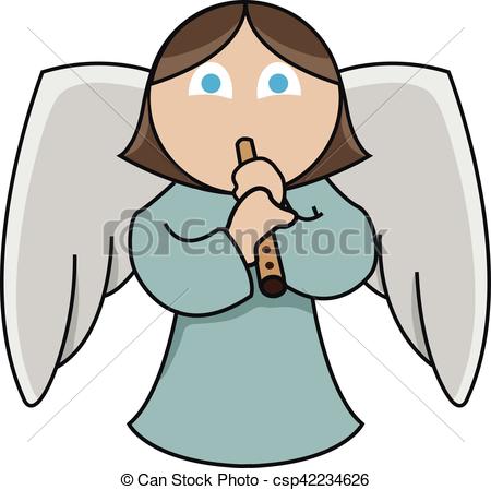 450x449 Recorder Player Angel. A Cute Little Angel Is Playing