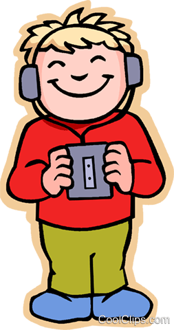 253x480 Girl Listening To Music, Tape Recorder Royalty Free Vector Clip