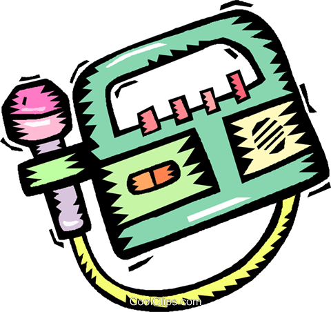 480x452 Microphone With Tape Recorder Royalty Free Vector Clip Art