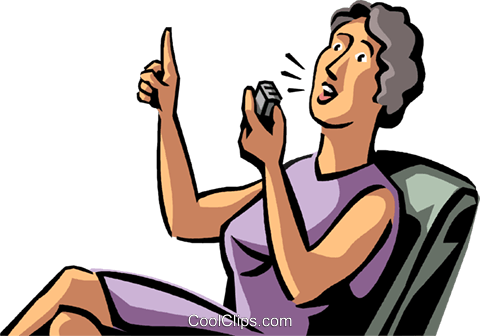 480x336 Businesswoman Speaking Into A Recorder Royalty Free Vector Clip