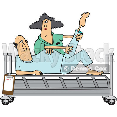 400x400 Clipart Of A White Female Nurse Helping A Caucasian Male Patient