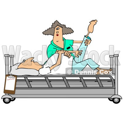 400x400 Clipart Of A White Female Nurse Helping A White Male Patient