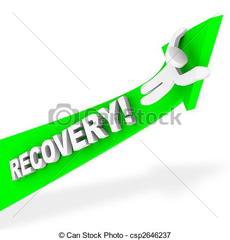 450x470 Riding The Arrow Of Recovery. A Figure Rides A Green Arrow