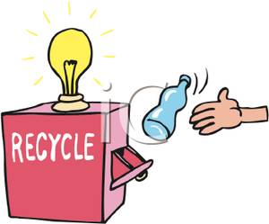 300x249 A Recycle Box With A Light Bulb On Top Clip Art Image