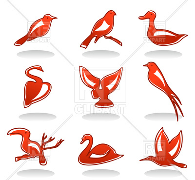400x369 Set Of Red Birds Icons Royalty Free Vector Clip Art Image