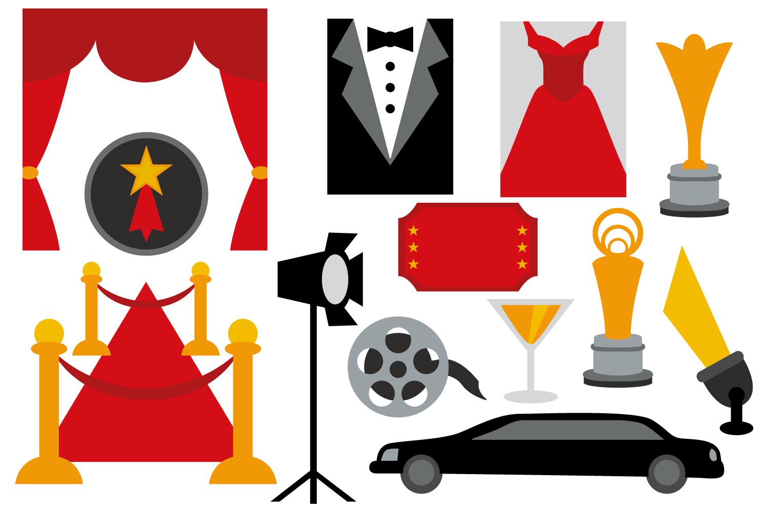 1500x1000 Red Carpet Night Party Clipart Hollyw Design Bundles