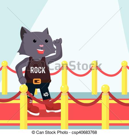 450x470 Rock Star Cat On Red Carpet Clip Art Vector