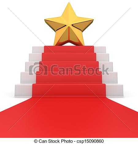 450x470 Star On Red Carpet. Golden Star On The Podium With Red Stock