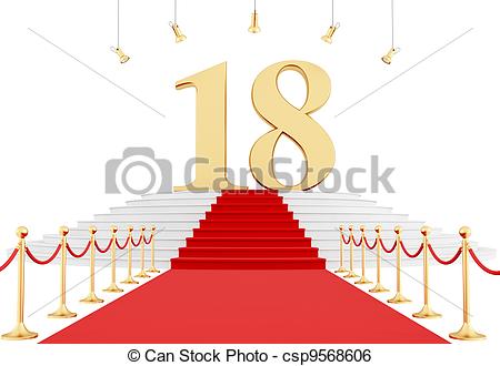 450x330 Eighteenth Birthday. Number Eighteen On The Red Carpet Stock