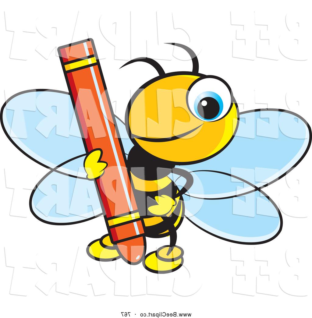 1024x1044 Best 15 Vector Clip Art Of Smiling Cute Bee Holding Red Crayon By