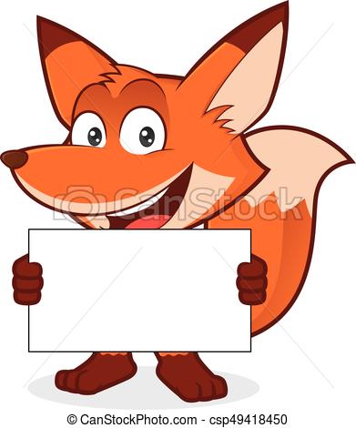 391x470 Fox Holding A Blank Sign. Clipart Picture Of A Fox Cartoon