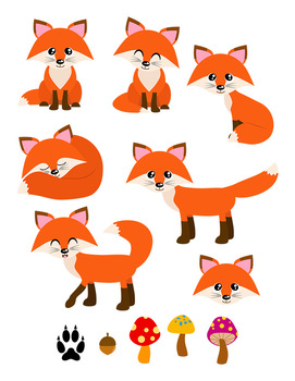 271x350 Red Foxes Clipart, Forest Animals, Cute Fox Clipart, Woodland Clipart