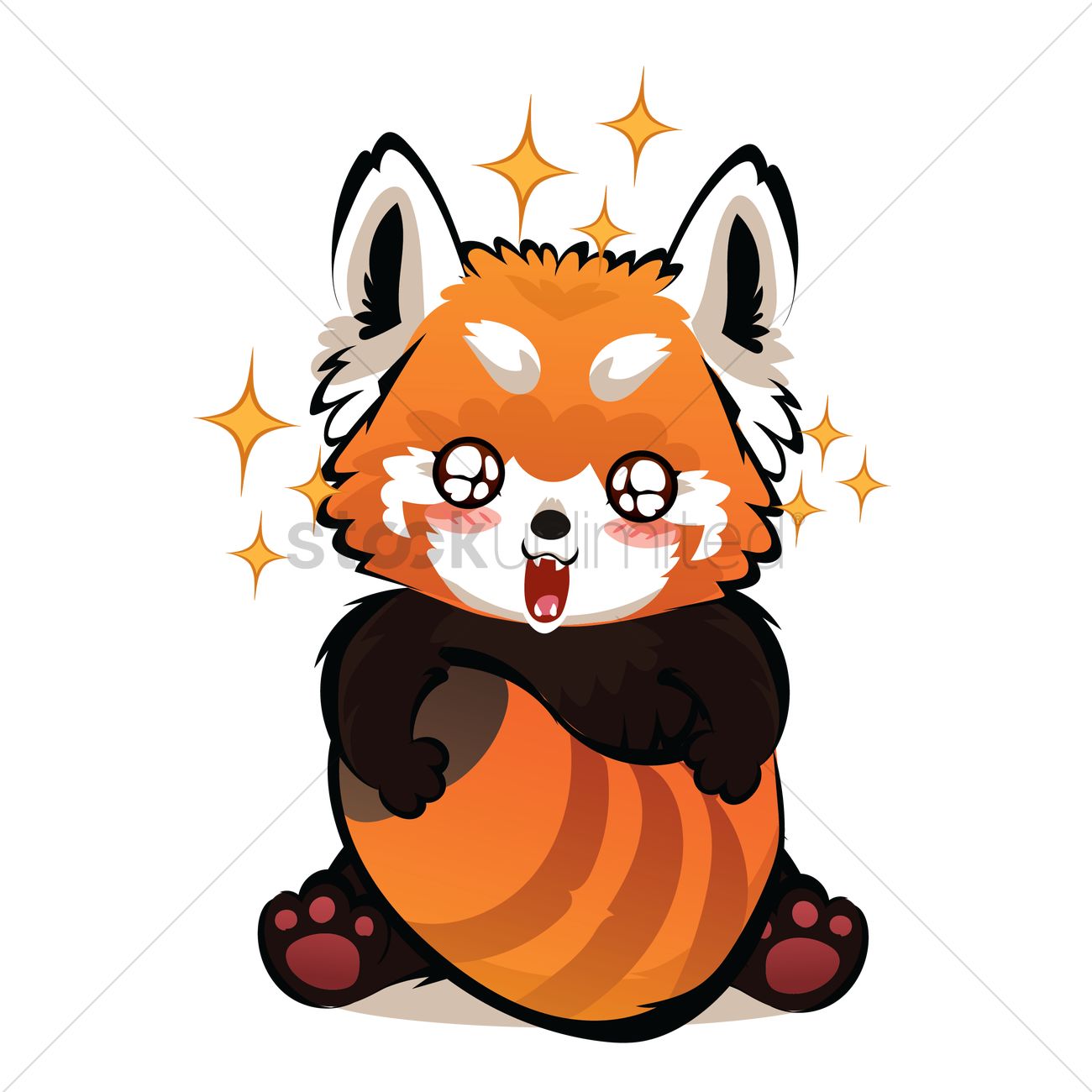 1300x1300 Cartoon Red Panda Filled With Admiration Vector Image 7 Clip Art