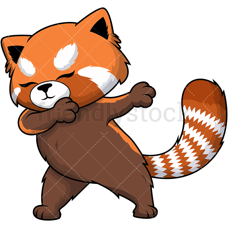 800x800 Dabbing Red Panda Cartoon Vector Clipart