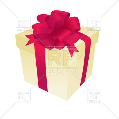 400x400 Pastel Gift Box With Red Ribbon And Bow Royalty Free Vector Clip