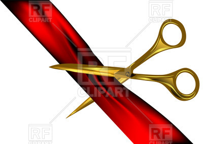 400x283 Scissors Cut Red Ribbon Royalty Free Vector Clip Art Image