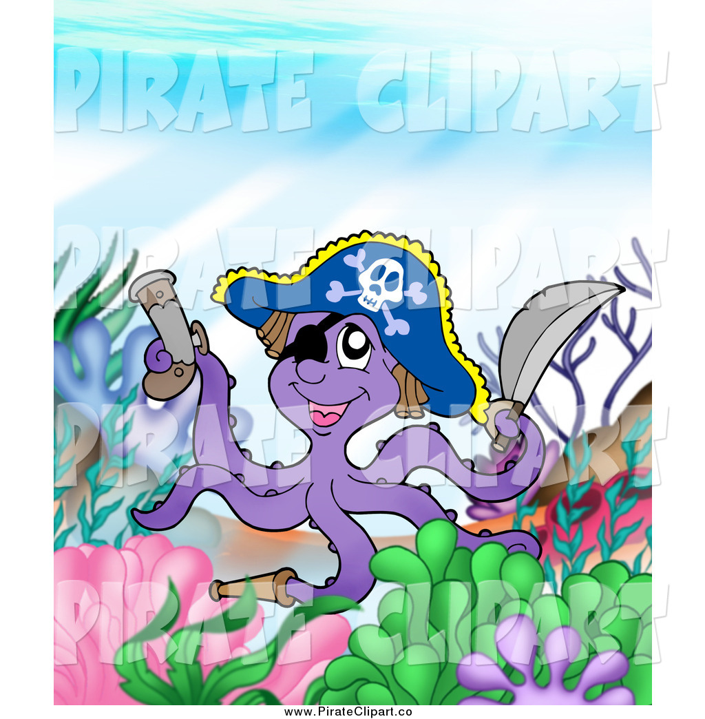 1024x1044 Cliprt Of Purple Pirate Octopus With Pistolnd Sword On