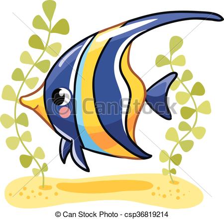 450x440 Cute Fish Zanclus In Vector Illustration. Tropical Reef Fish
