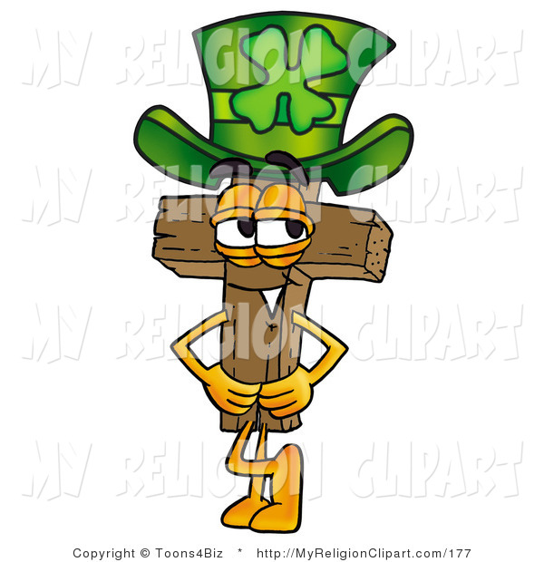 600x620 Religion Clip Art Of A Wooden Christian Cross Mascot Cartoon