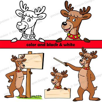 350x350 Reindeer Clip Art Reindeer With Signs By Dancing Crayon Designs