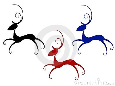 400x300 Blue Reindeer Clipart