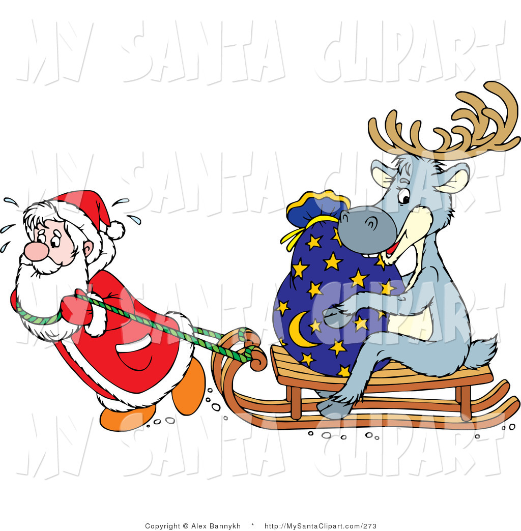1024x1044 Father Christmas And Reindeer Clip Art