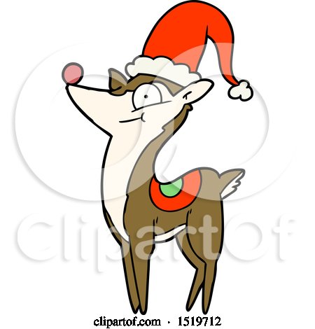 450x470 Cartoon Of A Thinking Christmas Reindeer Head