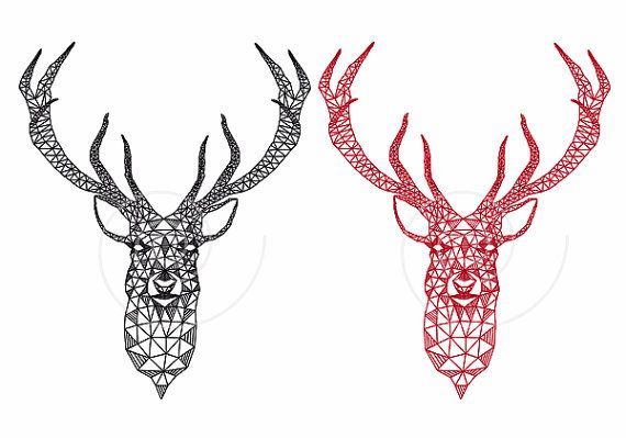 570x399 Unique Christmas Card, Deer Head With Abstract Geometric Pattern