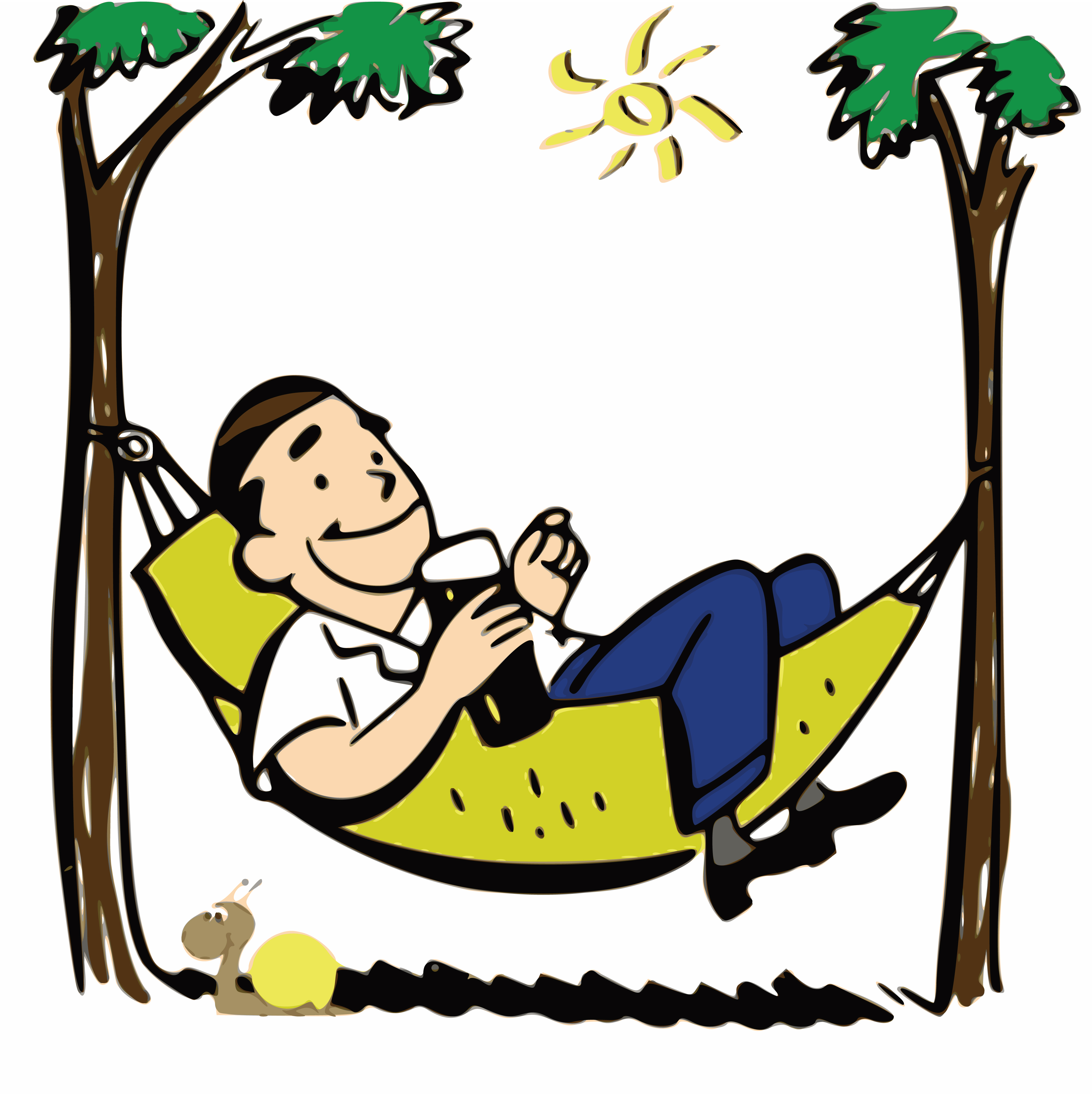 4000x4006 Free Clipart Of A Man Relaxing In A Hammock