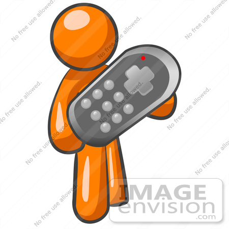 450x450 Clip Art Graphic Of An Orange Guy Character Holding An Oversized