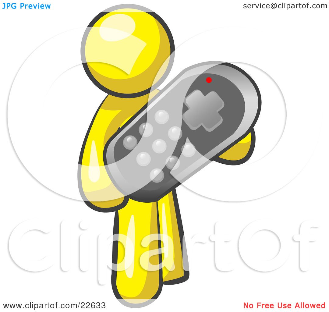 1080x1024 Clipart Illustration Of Yellow Man Holding Remote Control