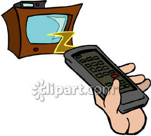 300x270 Hand Holding Remote Control For Tv Set Royalty Free Clipart Picture