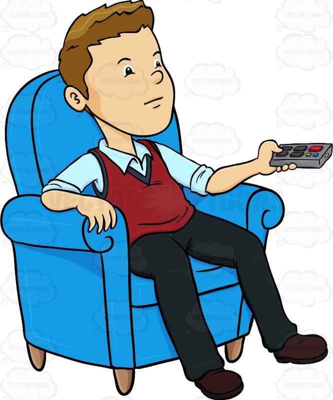 666x800 Man Sitting In A Blue Chair With A Remote Control In His Hands