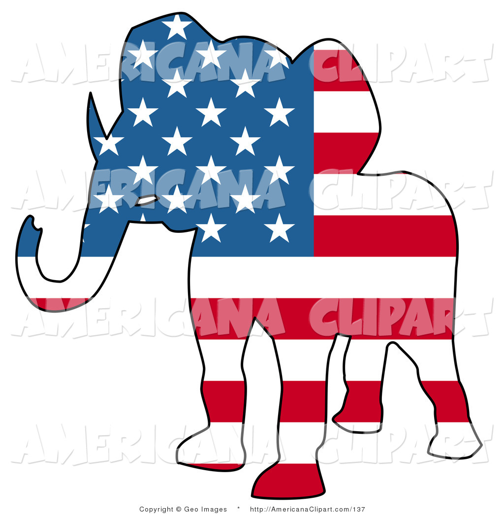 1024x1044 Americana Vector Clip Art Of A Patriotic Republican Elephant