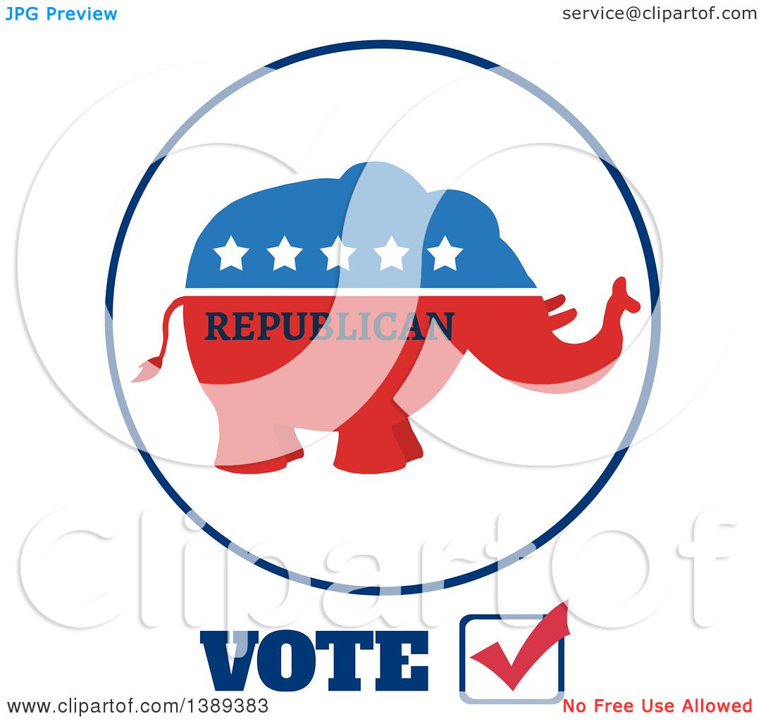 1080x1024 Clipart Of A Red White And Blue Political Republican Elephant