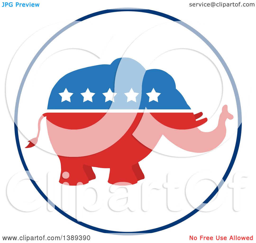 1080x1024 Clipart Of A Red White And Blue Political Republican Elephant