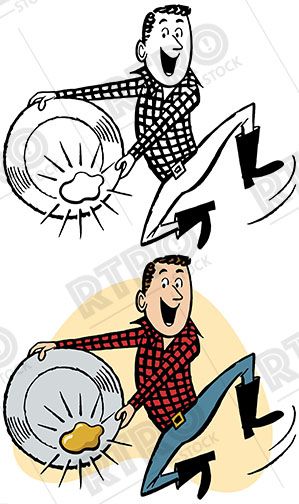 299x504 An Excited Prospector Strikes Gold Vintage Retro Clipart Clip Art